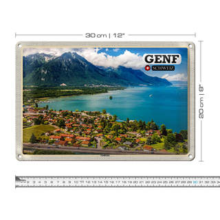 Blechschild Reise Genf Schweiz Genfersee Natur 30x20cm