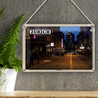 Blechschild Reise Zürich Schweiz Langstrasse 30x20cm