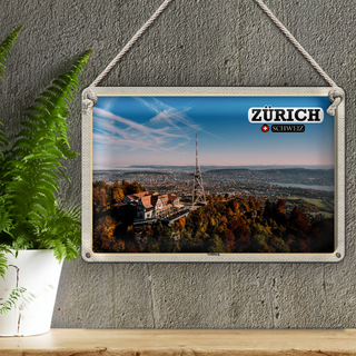 Blechschild Reise Zürich Schweiz Uetliberg Stadt 30x20cm