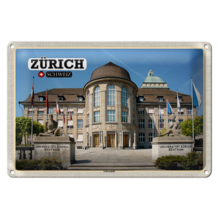 Blechschild Reise Zürich Schweiz Universität Zentrum 30x20cm