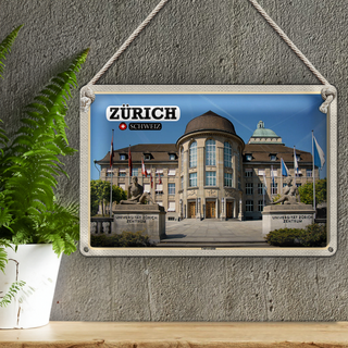 Blechschild Reise Zürich Schweiz Universität Zentrum 30x20cm