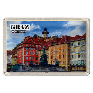 Blechschild Reise Graz Österreich Altstadt Architektur 30x20cm