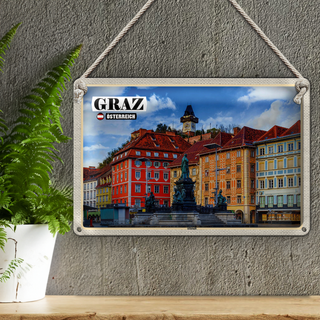 Blechschild Reise Graz Österreich Altstadt Architektur 30x20cm