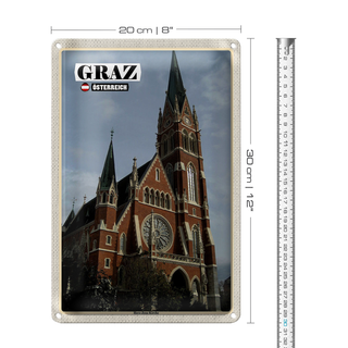 Blechschild Reise Graz Österreich Herz-Jesu-Kirche 20x30cm