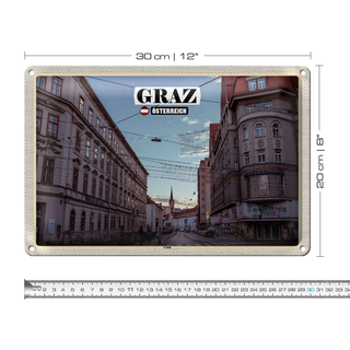 Blechschild Reise Graz Österreich Lend Stadt 30x20cm
