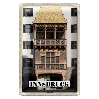 Blechschild Reise Innsbruck Österreich Goldenes Dachl 20x30cm