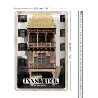 Blechschild Reise Innsbruck Österreich Goldenes Dachl 20x30cm