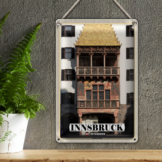 Blechschild Reise Innsbruck Österreich Goldenes Dachl 20x30cm