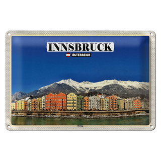 Blechschild Reise Innsbruck Österreich Hötting Berge 30x20cm