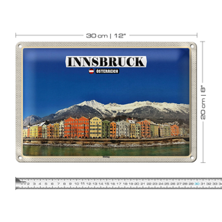 Blechschild Reise Innsbruck Österreich Hötting Berge 30x20cm