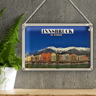 Blechschild Reise Innsbruck Österreich Hötting Berge 30x20cm