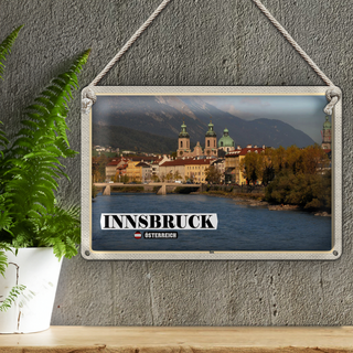Blechschild Reise Innsbruck Österreich Inn Fluss 30x20cm