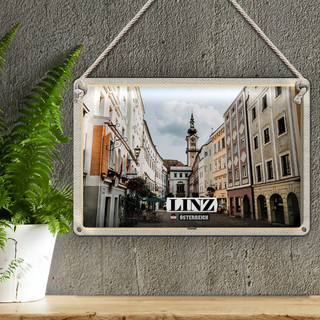 Blechschild Reise Linz Österreich Altstadt Kirche 30x20cm