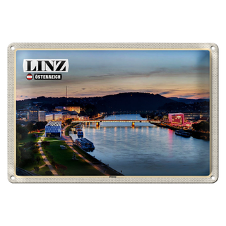 Blechschild Reise Linz Österreich Donau Fluss 30x20cm