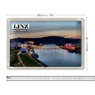 Blechschild Reise Linz Österreich Donau Fluss 30x20cm