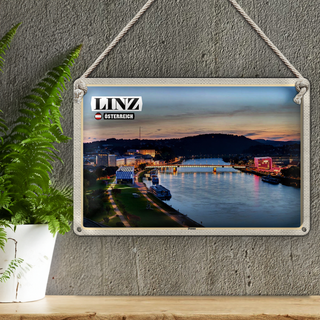 Blechschild Reise Linz Österreich Donau Fluss 30x20cm