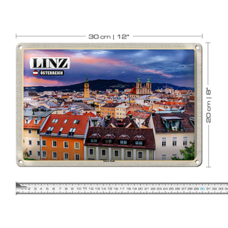 Blechschild Reise Linz Österreich Innere Stadt 30x20cm