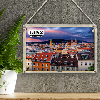 Blechschild Reise Linz Österreich Innere Stadt 30x20cm