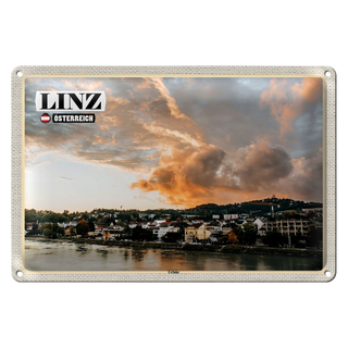 Blechschild Reise Linz Österreich Urfahr Fluss 30x20cm