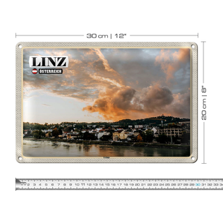 Blechschild Reise Linz Österreich Urfahr Fluss 30x20cm