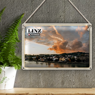 Blechschild Reise Linz Österreich Urfahr Fluss 30x20cm