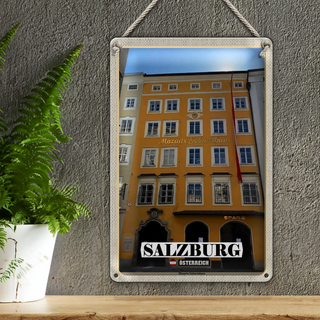 Blechschild Reise Salzburg Mozarts Geburtshaus 20x30cm