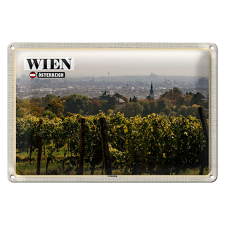 Blechschild Reise Wien Österreich Grinzing Weinfelder 30x20cm