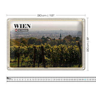 Blechschild Reise Wien Österreich Grinzing Weinfelder 30x20cm