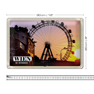 Blechschild Reise Wien Österreich Prater Riesenrad 30x20cm