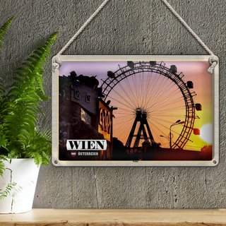 Blechschild Reise Wien Österreich Prater Riesenrad 30x20cm