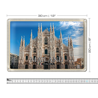 Blechschild Reise Italien Mailand Mailänder Dom 30x20cm