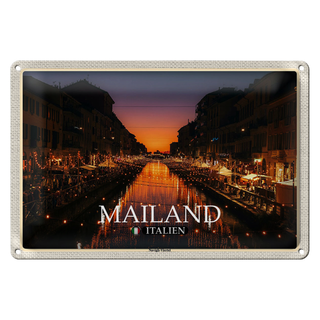 Blechschild Reise Mailand Italien Navigli-Viertel 30x20cm