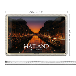Blechschild Reise Mailand Italien Navigli-Viertel 30x20cm