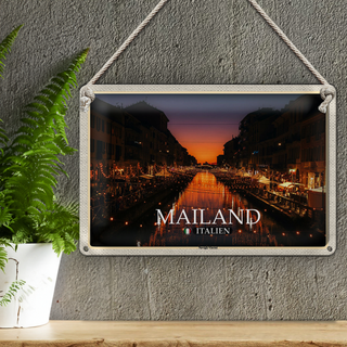 Blechschild Reise Mailand Italien Navigli-Viertel 30x20cm
