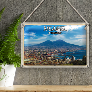 Blechschild Reise Neapel Italien Vesuv 30x20cm