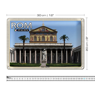Blechschild Reise Rom Italien Basilika Sankt Paul 30x20cm
