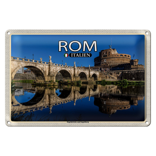 Blechschild Reise Rom Italien Engelsbrücke Engelsburg 30x20cm