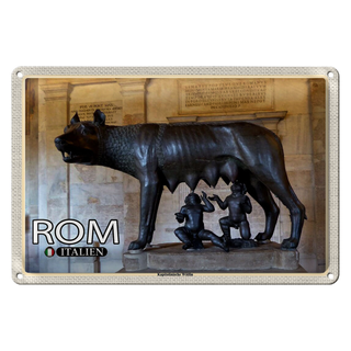 Blechschild Reise Rom Italien Kapitolinische Wölfin 30x20cm