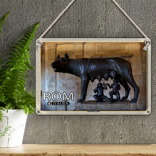 Blechschild Reise Rom Italien Kapitolinische Wölfin 30x20cm