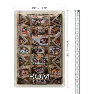 Blechschild Reise Rom Sixtinische Kapelle Deckengemälde 20x30cm