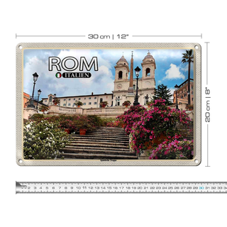 Blechschild Reise Rom Italien Spanische Treppe Kirche 30x20cm