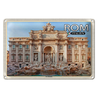 Blechschild Reise Rom Italien Trevi Brunnen Skulptur 30x20cm