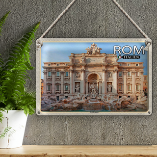 Blechschild Reise Rom Italien Trevi Brunnen Skulptur 30x20cm