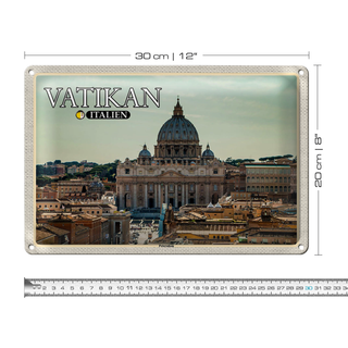 Blechschild Reise Vatikan Italien Petersdom Papst 30x20cm