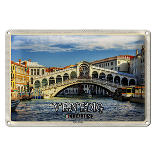 Blechschild Reise Venedig Italien Rialto Brücke 30x20cm