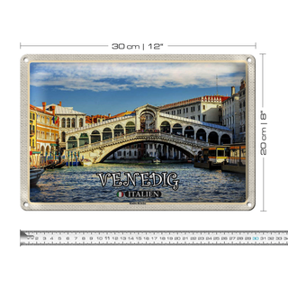 Blechschild Reise Venedig Italien Rialto Brücke 30x20cm