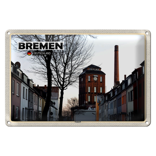 Blechschild Städte Bremen Deutschland Findorff Fabrik 30x20cm