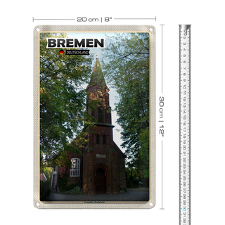 Blechschild Städte Bremen Grambiker Dorfkirche 20x30cm