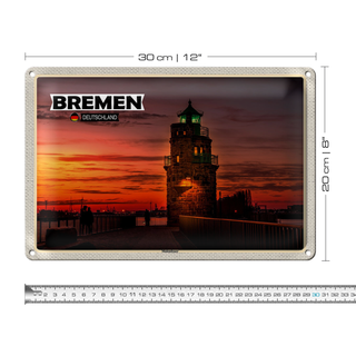 Blechschild Städte Bremen Deutschland Molenfeuer 30x20cm