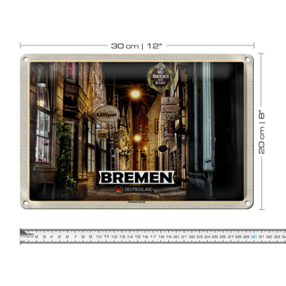 Blechschild Städte Bremen Deutschland Schnoorviertel 30x20cm